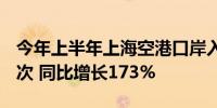 今年上半年上海空港口岸入境旅客806.7万人次 同比增长173%