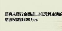 郑爽未履行金额超1.2亿元其主演的《绝密者》出品方被冻结股权数额300万元