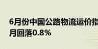 6月份中国公路物流运价指数为102.1点比上月回落0.8%