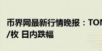币界网最新行情晚报：TON价格达7.268美元/枚 日内跌幅
