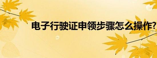 电子行驶证申领步骤怎么操作?