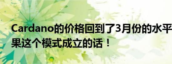 Cardano的价格回到了3月份的水平 是的 如果这个模式成立的话！