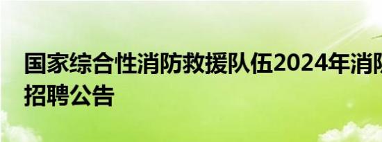 国家综合性消防救援队伍2024年消防员社会招聘公告