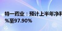 特一药业：预计上半年净利润同比下降98.49%至97.90%