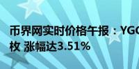 币界网实时价格午报：YGG站上0.4839美元/枚 涨幅达3.51%