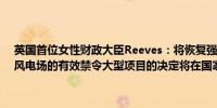 英国首位女性财政大臣Reeves：将恢复强制性住房目标将结束对陆上风电场的有效禁令大型项目的决定将在国家层面做出而非地方层面