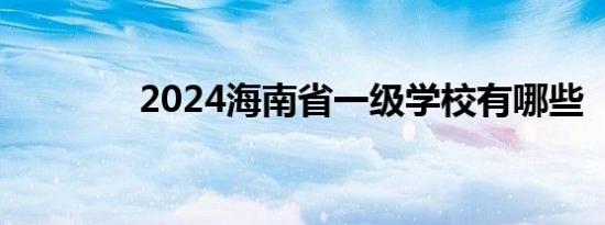 2024海南省一级学校有哪些