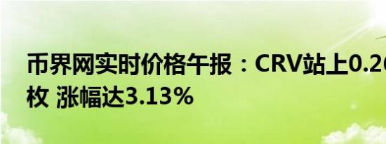 币界网实时价格午报：CRV站上0.267美元/枚 涨幅达3.13%