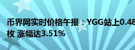 币界网实时价格午报：YGG站上0.4839美元/枚 涨幅达3.51%
