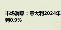 市场消息：意大利2024年经济增长率可能达到0.9%