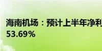 海南机场：预计上半年净利同比减少43.4%到53.69%