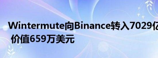 Wintermute向Binance转入7029亿枚PEPE 价值659万美元