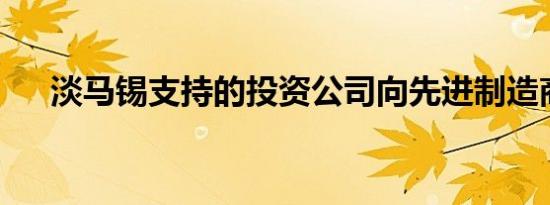 淡马锡支持的投资公司向先进制造商Hi
