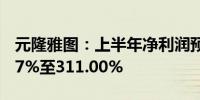 元隆雅图：上半年净利润预计同比增长193.57%至311.00%