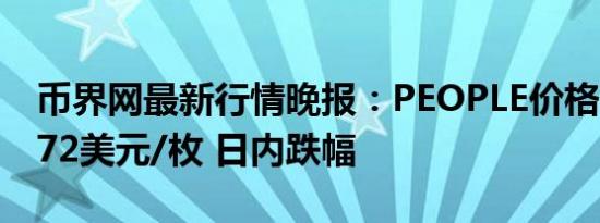币界网最新行情晚报：PEOPLE价格达0.06772美元/枚 日内跌幅