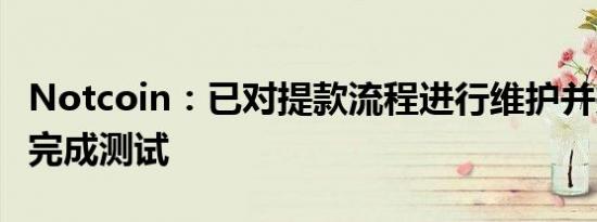 Notcoin：已对提款流程进行维护并拟于本周完成测试