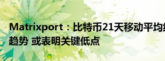 Matrixport：比特币21天移动平均线呈上升趋势 或表明关键低点