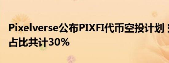 Pixelverse公布PIXFI代币空投计划 空投分配占比共计30%