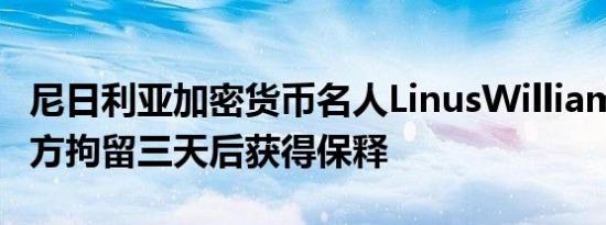 尼日利亚加密货币名人LinusWilliams在被警方拘留三天后获得保释