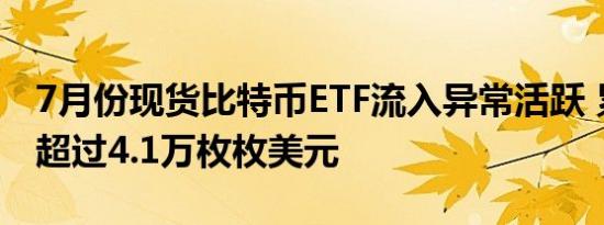 7月份现货比特币ETF流入异常活跃 累计BTC超过4.1万枚枚美元