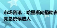 市场资讯：哈里斯向捐助者表示准备成为民主党总统候选人