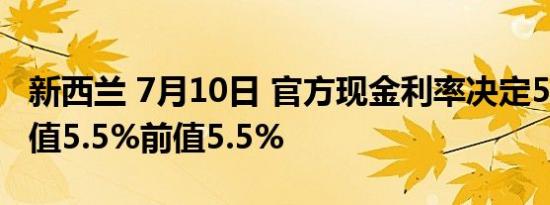 新西兰 7月10日 官方现金利率决定5.5%预测值5.5%前值5.5%