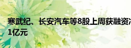 寒武纪、长安汽车等8股上周获融资净买入超1亿元