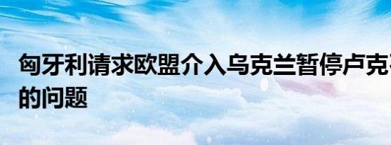 匈牙利请求欧盟介入乌克兰暂停卢克石油运输的问题
