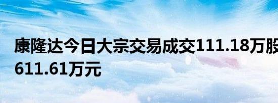 康隆达今日大宗交易成交111.18万股成交额2611.61万元