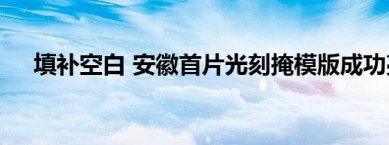 填补空白 安徽首片光刻掩模版成功亮相