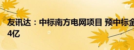 友讯达：中标南方电网项目 预中标金额约1.34亿