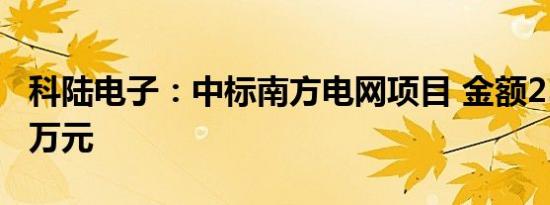科陆电子：中标南方电网项目 金额25614.27万元