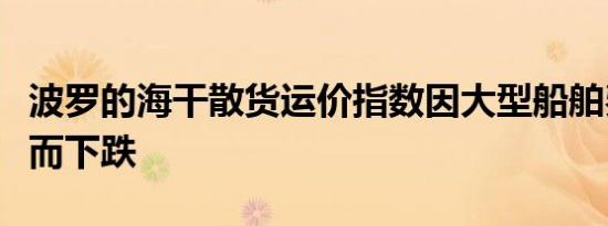 波罗的海干散货运价指数因大型船舶费率下降而下跌