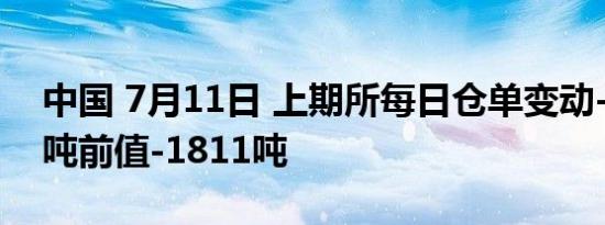 中国 7月11日 上期所每日仓单变动-铜2287吨前值-1811吨