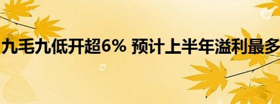 九毛九低开超6% 预计上半年溢利最多跌70%