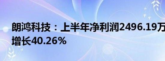 朗鸿科技：上半年净利润2496.19万元 同比增长40.26%
