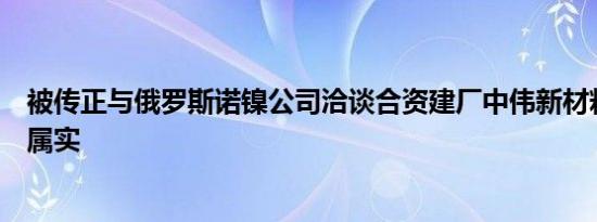 被传正与俄罗斯诺镍公司洽谈合资建厂中伟新材料回应：不属实