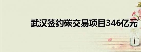 武汉签约碳交易项目346亿元