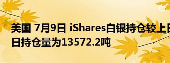 美国 7月9日 iShares白银持仓较上日不变当日持仓量为13572.2吨