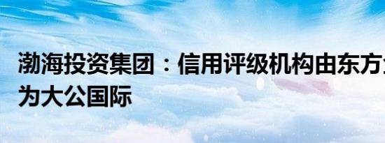 渤海投资集团：信用评级机构由东方金诚变更为大公国际
