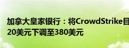 加拿大皇家银行：将CrowdStrike目标价从420美元下调至380美元