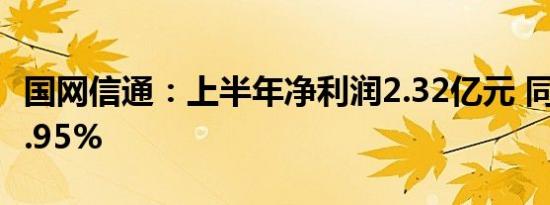 国网信通：上半年净利润2.32亿元 同比下降6.95%
