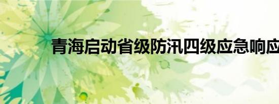 青海启动省级防汛四级应急响应