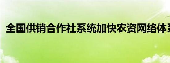 全国供销合作社系统加快农资网络体系建设