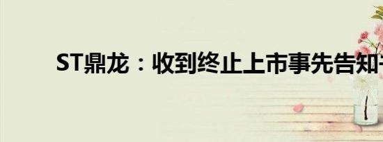ST鼎龙：收到终止上市事先告知书
