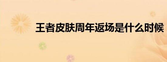 王者皮肤周年返场是什么时候