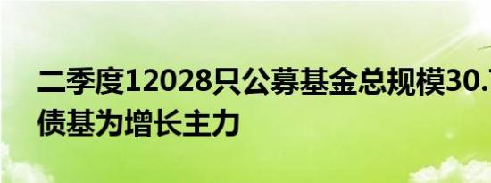 二季度12028只公募基金总规模30.71万亿 债基为增长主力