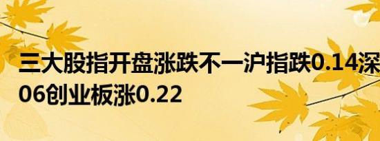 三大股指开盘涨跌不一沪指跌0.14深成指涨0.06创业板涨0.22
