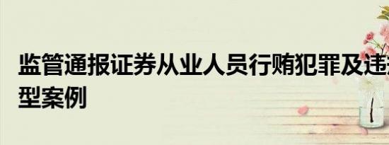 监管通报证券从业人员行贿犯罪及违规炒股典型案例