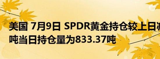 美国 7月9日 SPDR黄金持仓较上日减少1.44吨当日持仓量为833.37吨